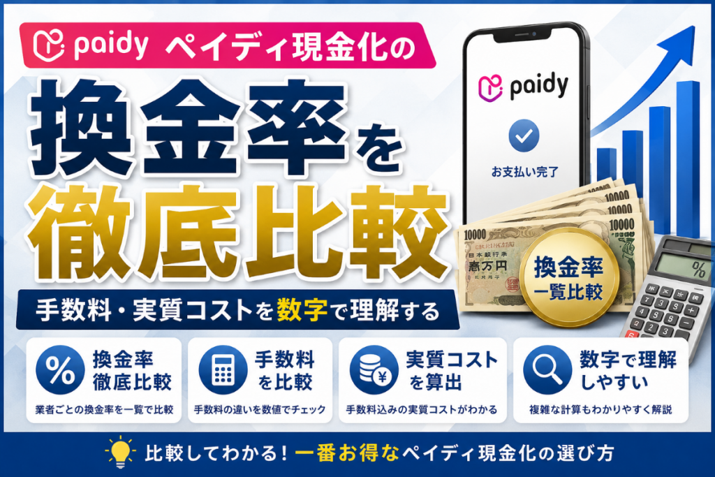 ペイディ現金化の換金率を徹底比較｜手数料・実質コストを数字で理解する